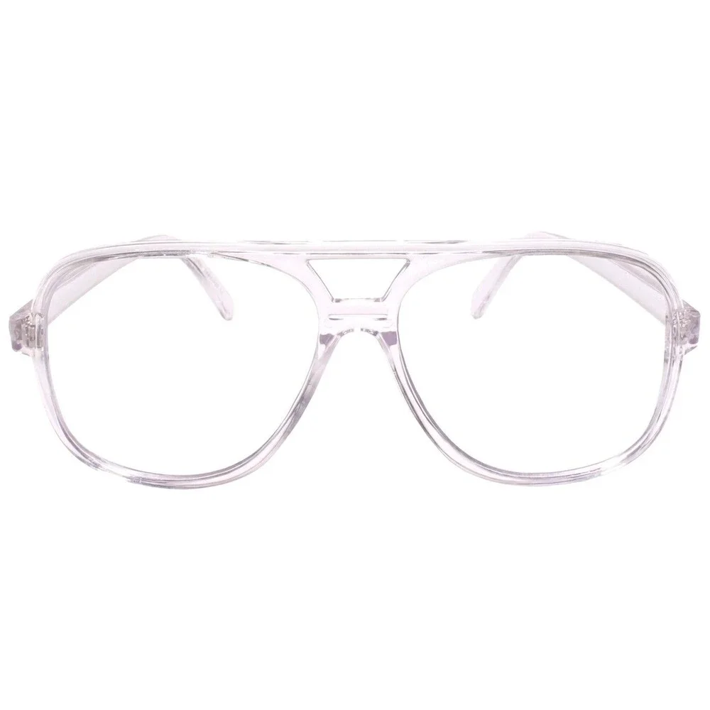 80s Look Dapper Clubbing Hip Hop Crystal Transparent Frame Clear Lens Glasses